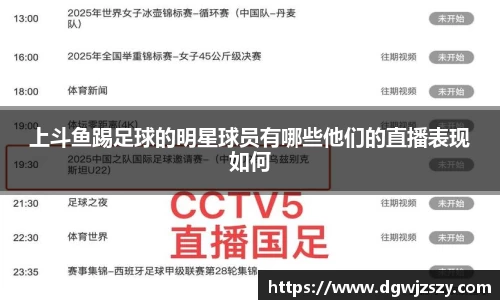 上斗鱼踢足球的明星球员有哪些他们的直播表现如何